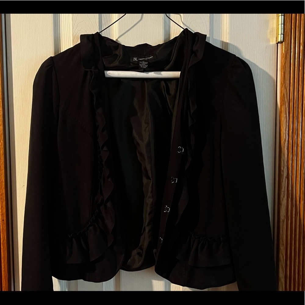 Inc short black coat faux suede